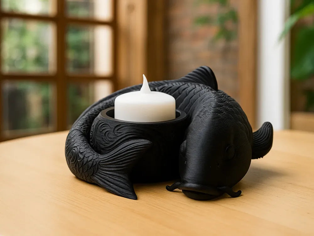 Curled Koi Candle Holder