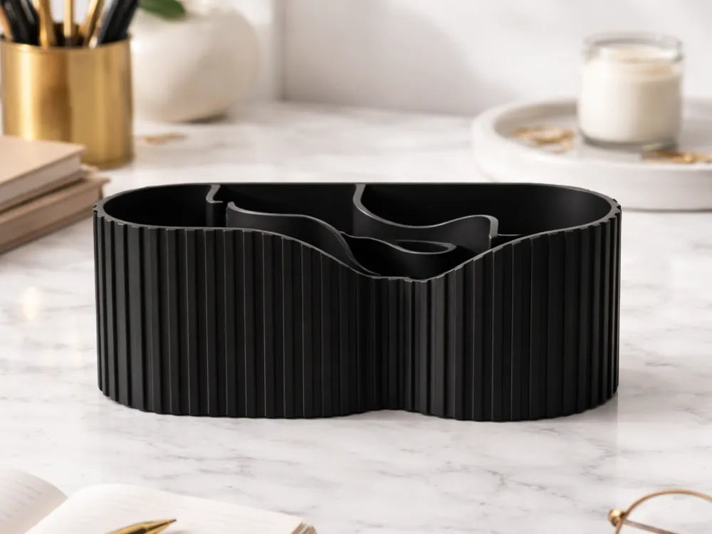 Modern Ribbed Vanity Organizer 🖤✨