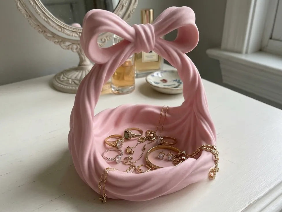 Coquette Bow Jewelry Basket