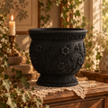 Midnight Bloom – Ornate Floral Vase Planter 🖤🌿