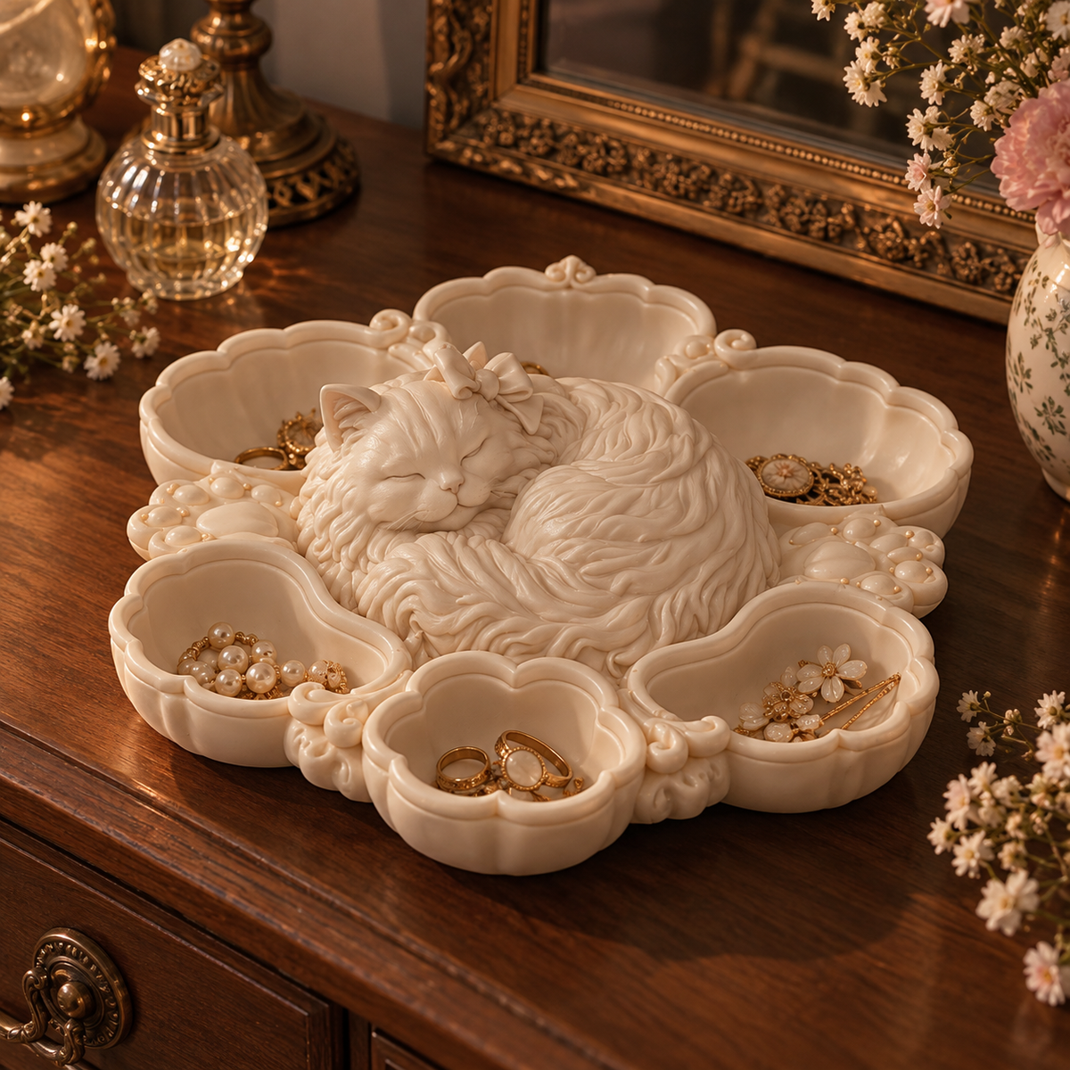 Sleeping Kitty Jewelry Organizer 🐈🎀🤍