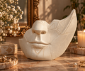 Mystic Tribal Face Sculpture – Geometric Fantasy Mask 🗿✨🤍